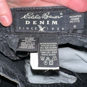 Vintage Eddie Bauer Denim Women's Petite 8 Loose Fit Black Jeans (1970's-1990's)
